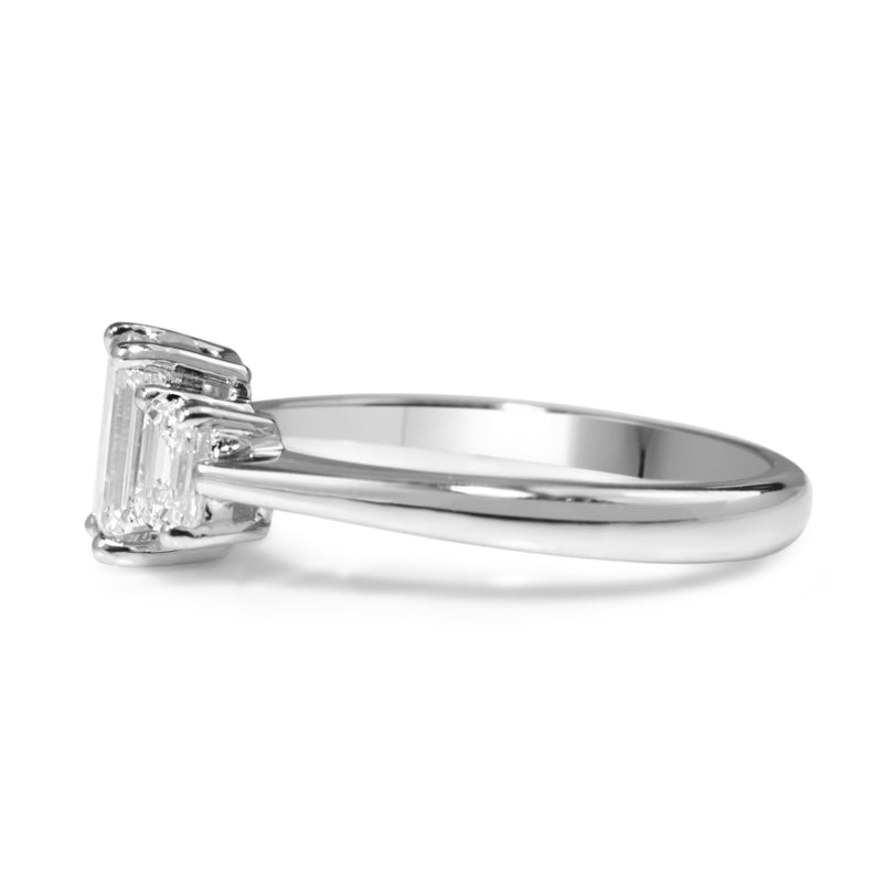 18ct White Gold Emerald Cut 3 Stone Diamond Ring