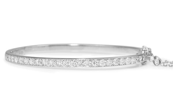 Platinum Hinged 3.20ct Diamond Bangle