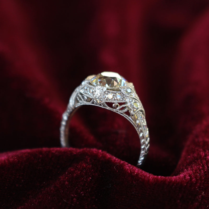 Platinum Antique Old Cut Diamond Ring