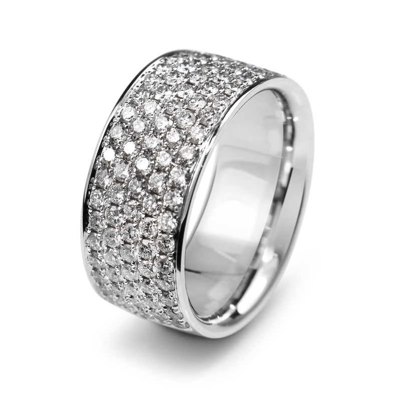 18ct White Gold Wide Pavé Diamond Band Ring