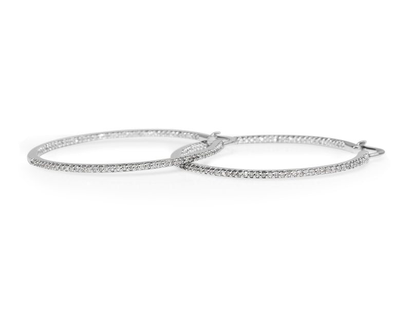 14ct White Gold Diamond Hoop Earrings