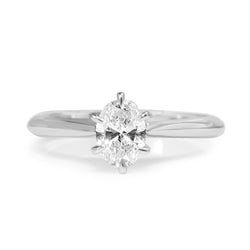 18ct White Gold Oval Diamond Solitaire Ring