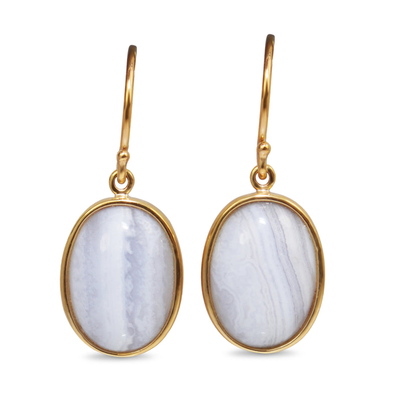 9ct Yellow Gold Agate Earrings