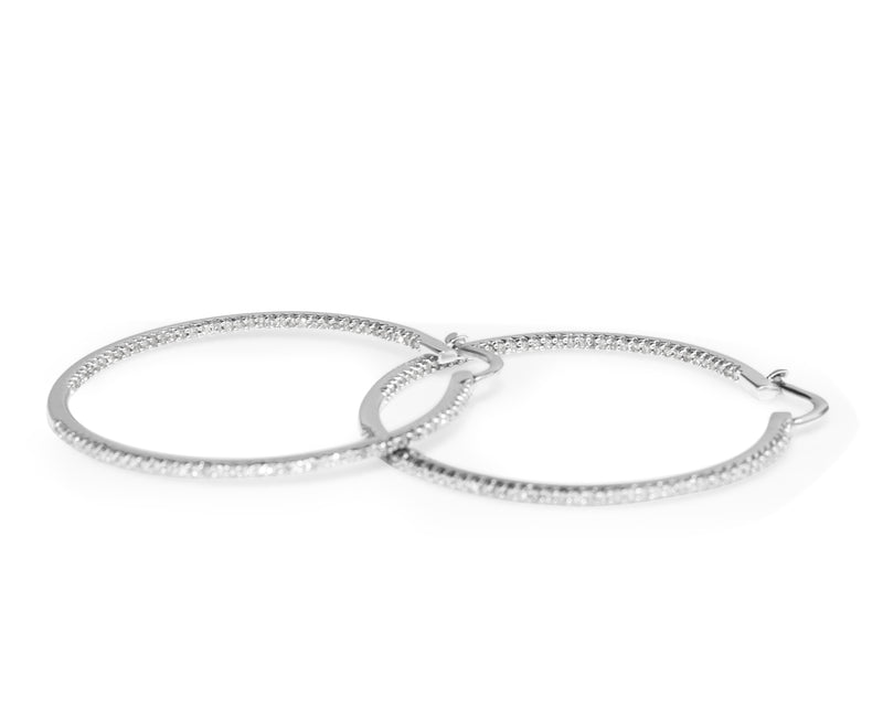 14ct White Gold Diamond Hoop Earrings