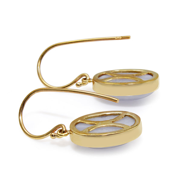 9ct Yellow Gold Agate Earrings