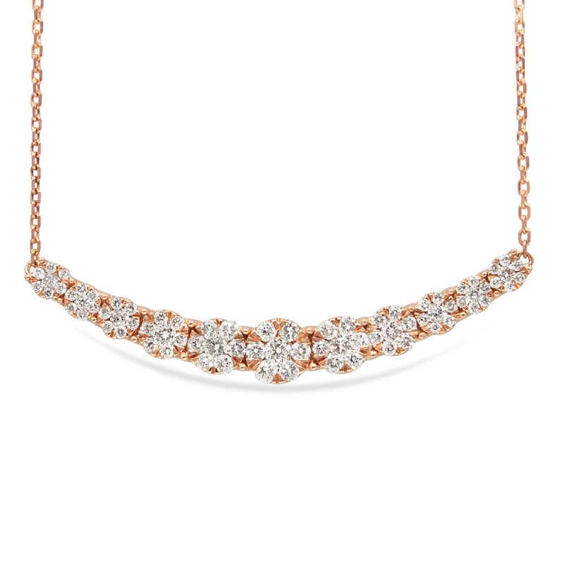14ct Rose Gold Diamond Cluster Necklace