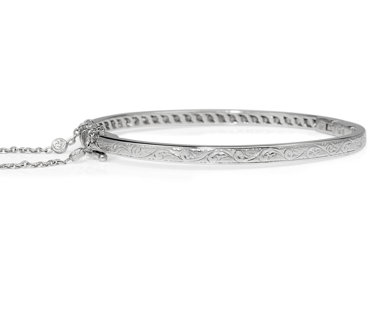 Platinum Hinged 3.20ct Diamond Bangle