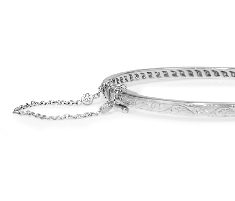 Platinum Hinged 3.20ct Diamond Bangle