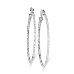 14ct White Gold Diamond Hoop Earrings