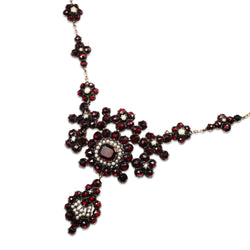 Garnet Gold Antique Garnet and Pearl Necklace