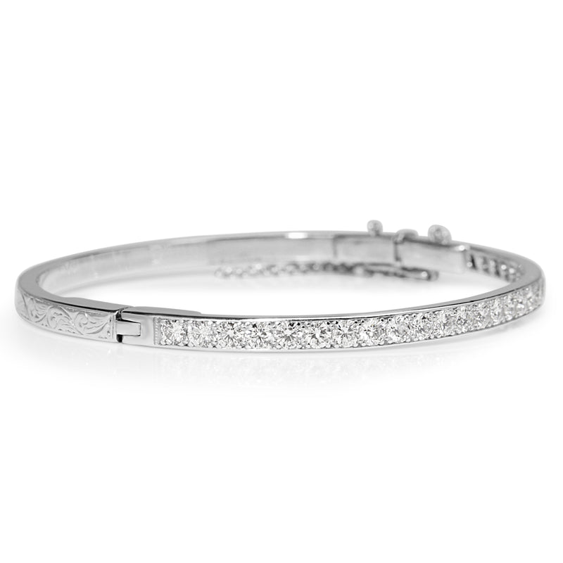 Platinum Hinged 3.20ct Diamond Bangle