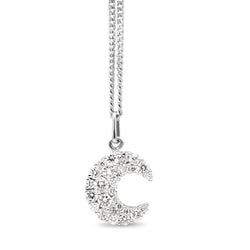18ct White Gold Diamond Crescent Moon Pendant