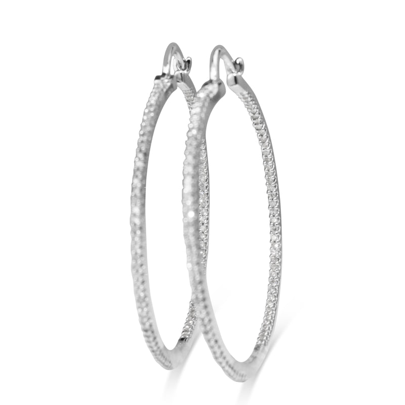 14ct White Gold Diamond Hoop Earrings