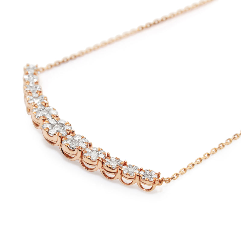 14ct Rose Gold Diamond Cluster Necklace