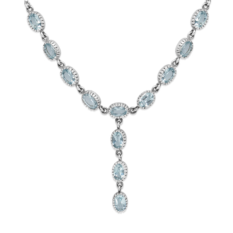 9ct White Gold Topaz Lariat Drop Necklace