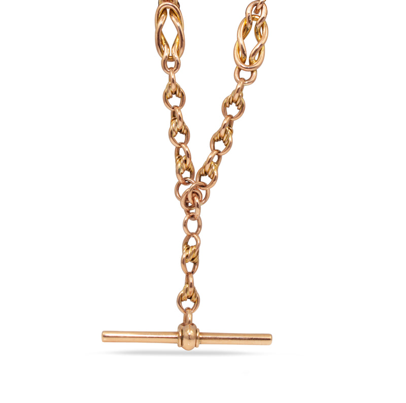 9ct Yellow and Rose Gold Antique Fancy Link Fob Chain