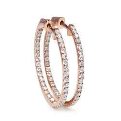 14ct Rose Gold Diamond Hoop Earrings