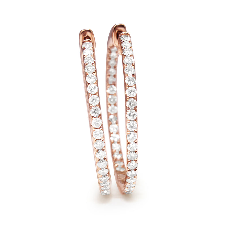14ct Rose Gold Diamond Hoop Earrings