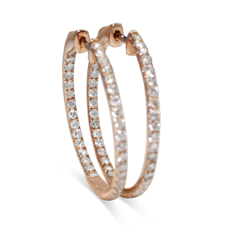 14ct Rose Gold Diamond Hoop Earrings