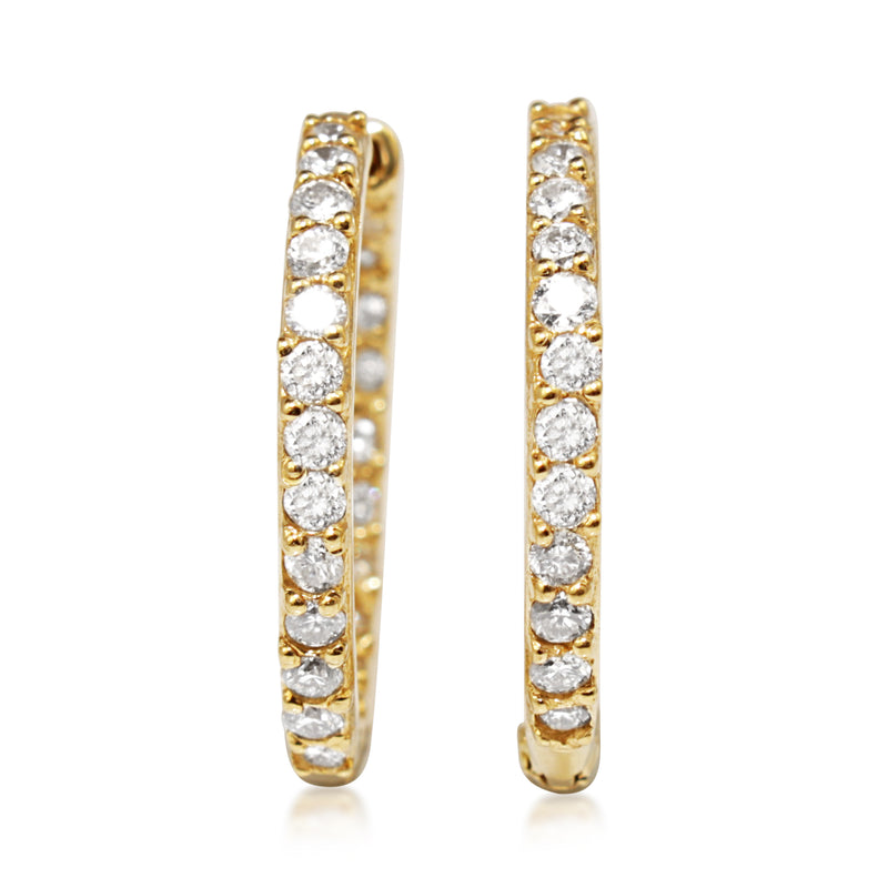 18ct Yellow Gold Diamond Hoop Earrings