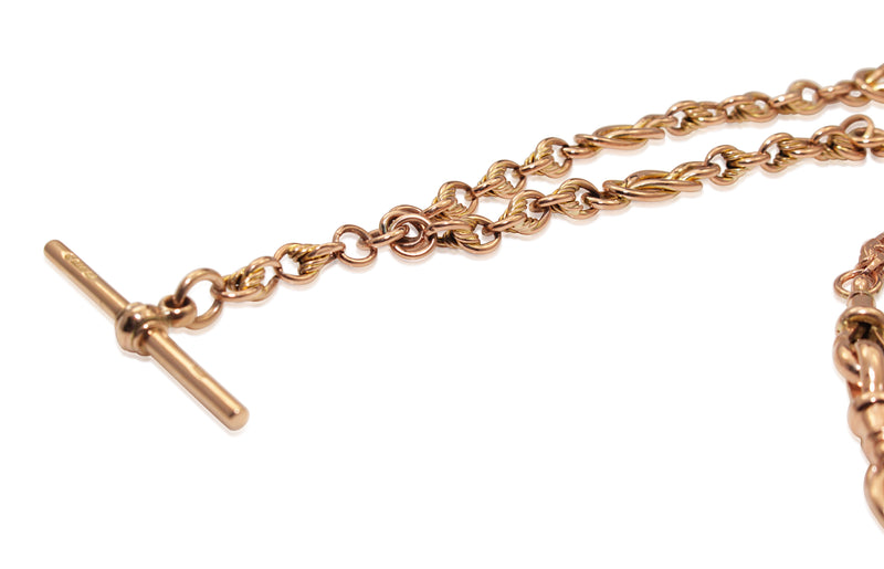 9ct Yellow and Rose Gold Antique Fancy Link Fob Chain