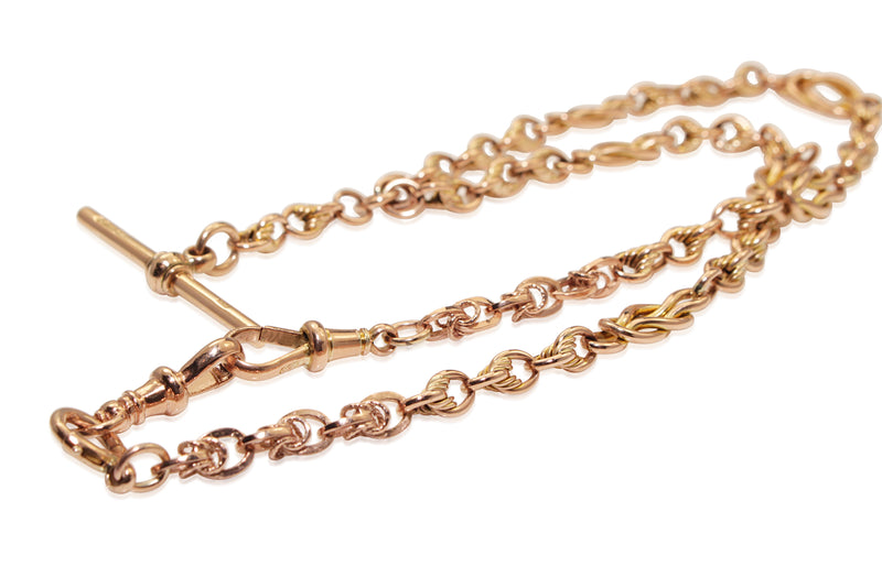 9ct Yellow and Rose Gold Antique Fancy Link Fob Chain