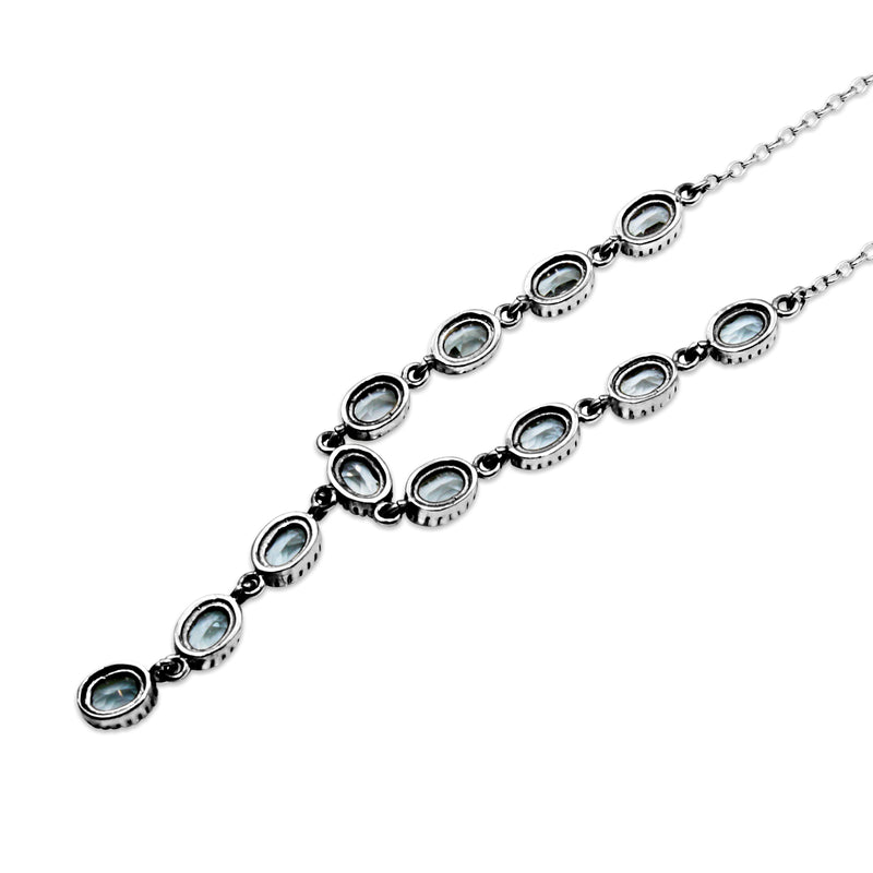 9ct White Gold Topaz Lariat Drop Necklace