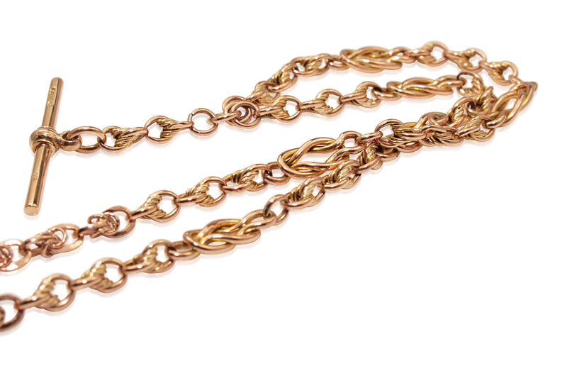 9ct Yellow and Rose Gold Antique Fancy Link Fob Chain