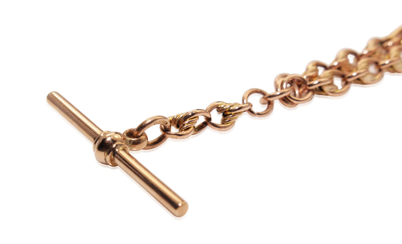 9ct Yellow and Rose Gold Antique Fancy Link Fob Chain