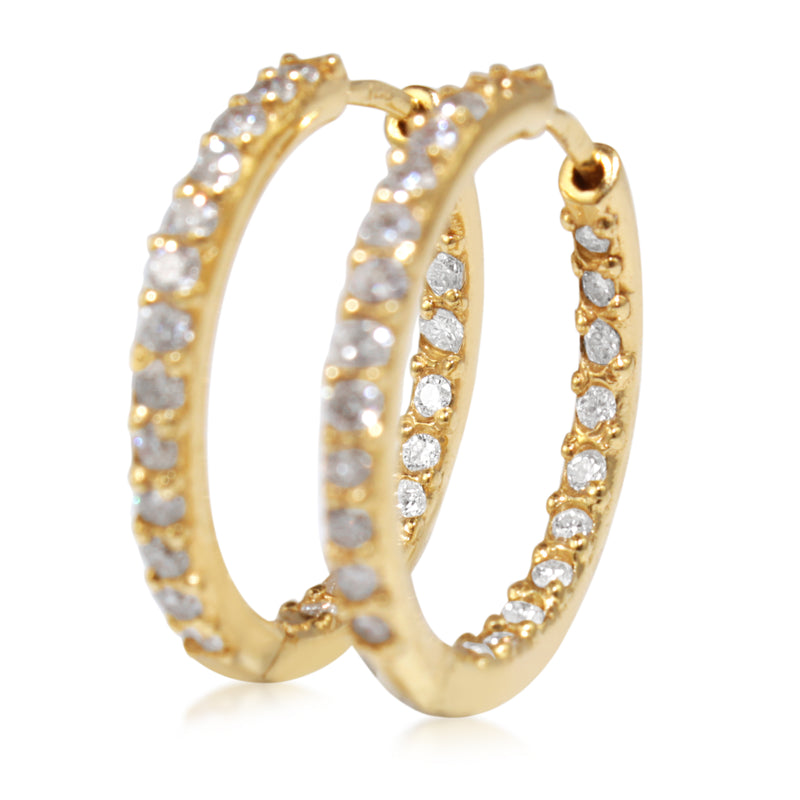 18ct Yellow Gold Diamond Hoop Earrings