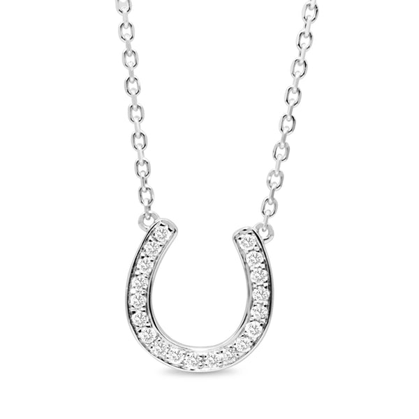 18ct White Gold Diamond Horse Shoe 'Lucky' Necklace