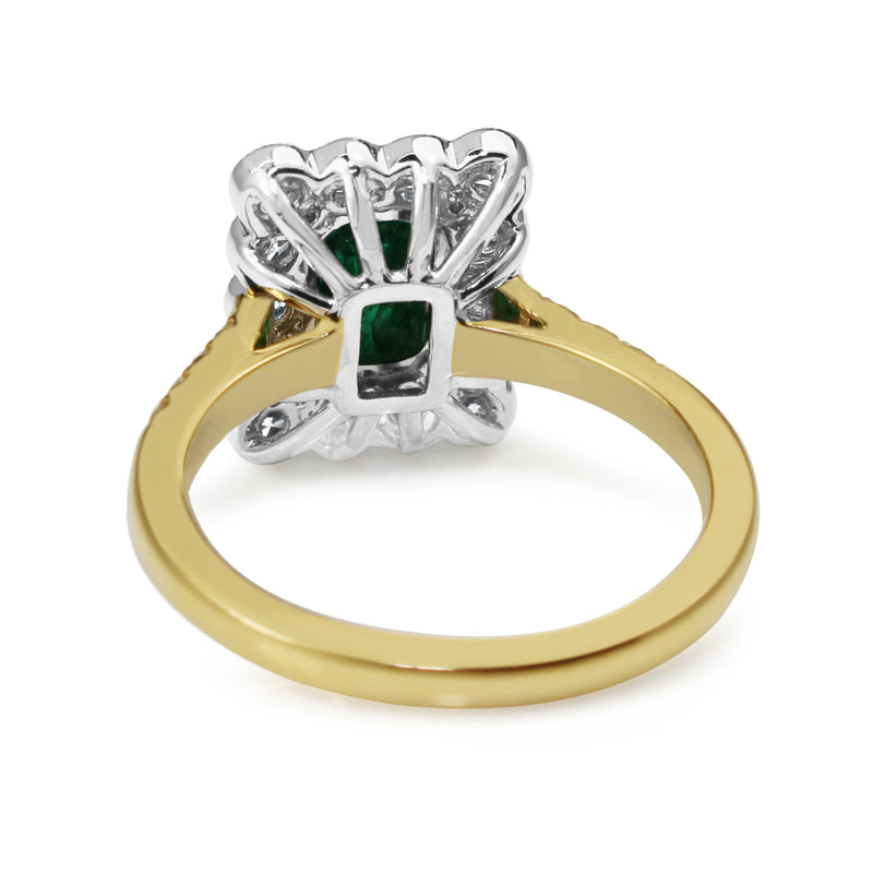 18ct Yellow and White Gold Emerald and Diamond Ring
