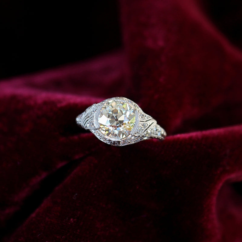 Platinum Antique Old Cut Diamond Ring