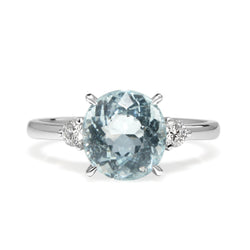 18ct White Gold Aquamarine and Diamond 3 Stone Ring