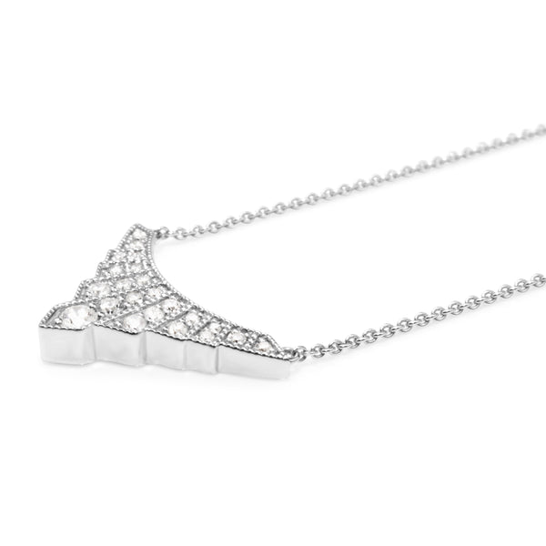 9ct White Gold Diamond Art Deco Style Necklace