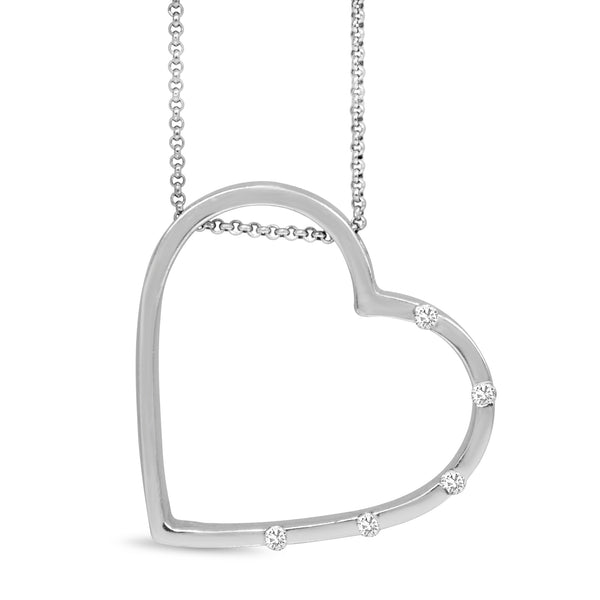 18ct White Gold Diamond Heart Necklace