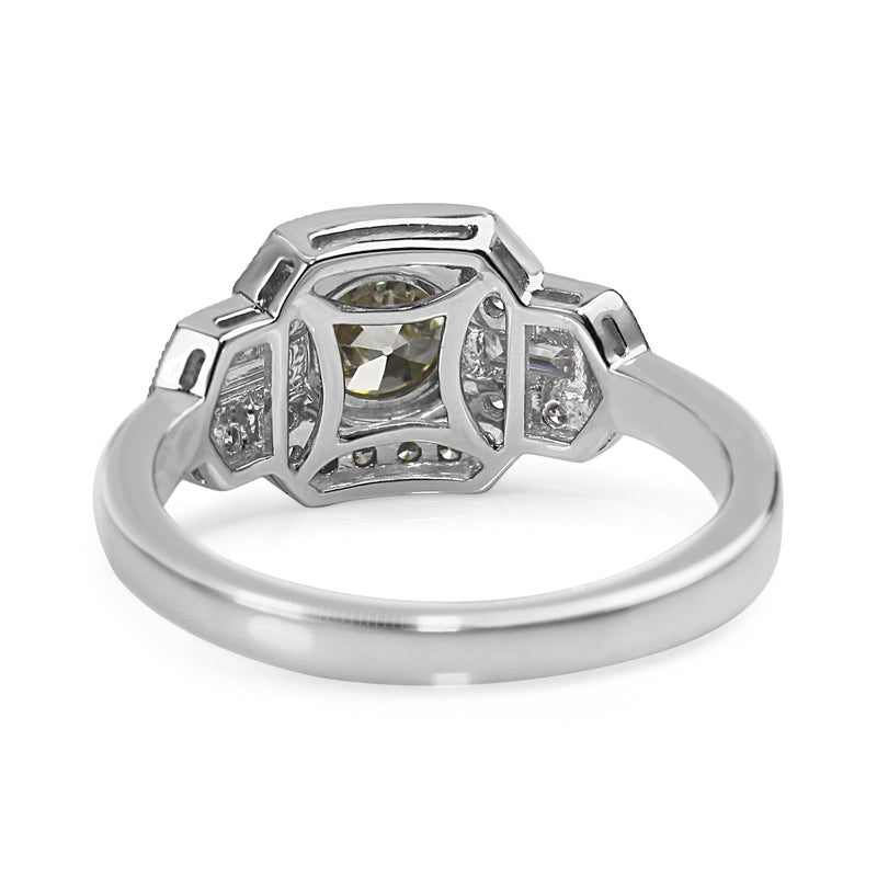 Platinum Art Deco Style Old Cut Diamond Ring