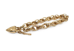 9ct Yellow Gold Fancy Link Etched Bracelet with Padlock