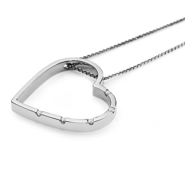 18ct White Gold Diamond Heart Necklace