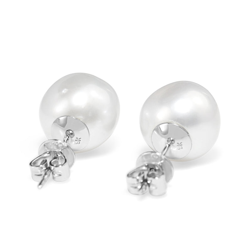 9ct White Gold Baroque South Sea 12mm Pearl Studs