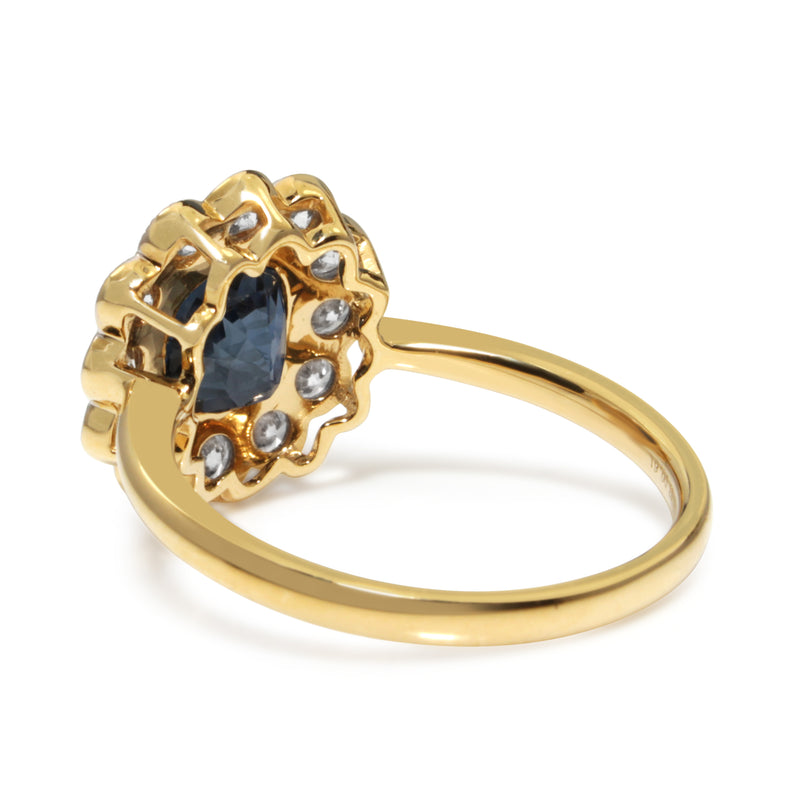 18ct Yellow and White Gold Sapphire and Diamond Daisy Ring
