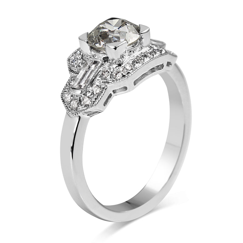 Platinum Art Deco Style Old Cut Diamond Ring