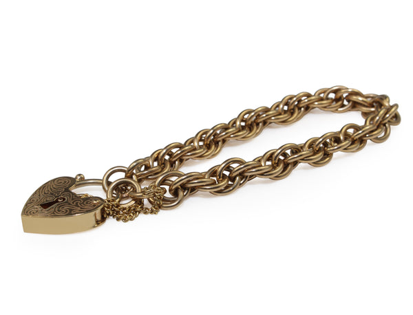 9ct Yellow Gold Fancy Link Bracelet with Padlock Clasp