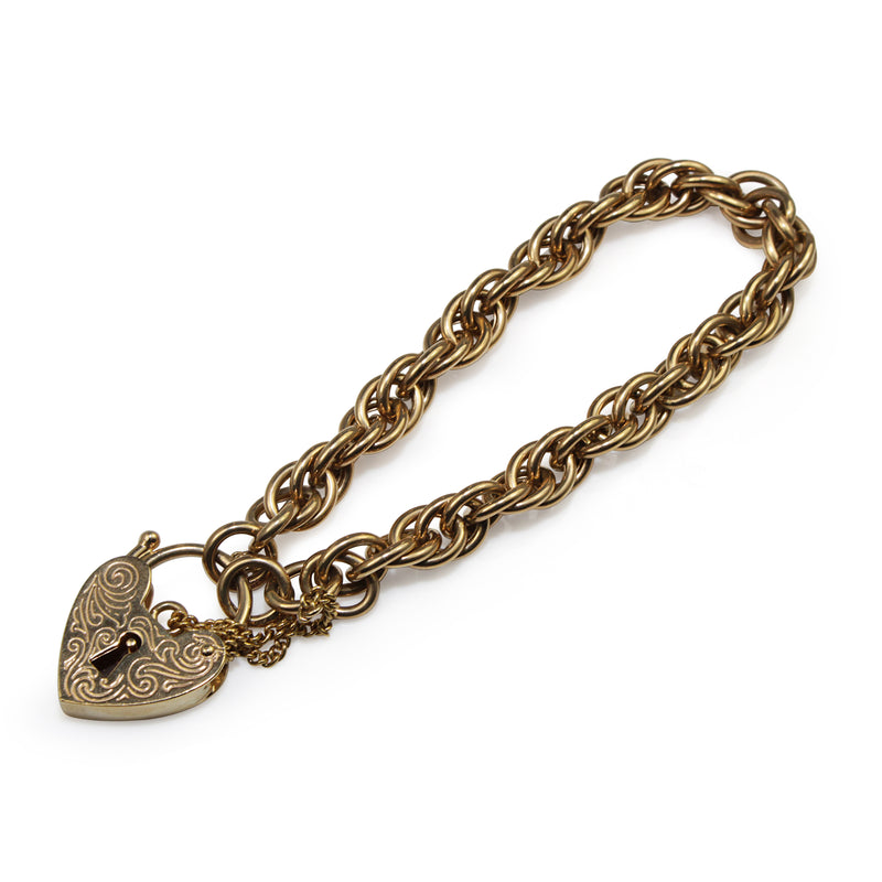 9ct Yellow Gold Fancy Link Bracelet with Padlock Clasp