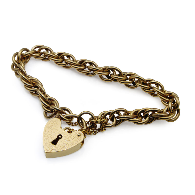9ct Yellow Gold Fancy Link Bracelet with Padlock Clasp
