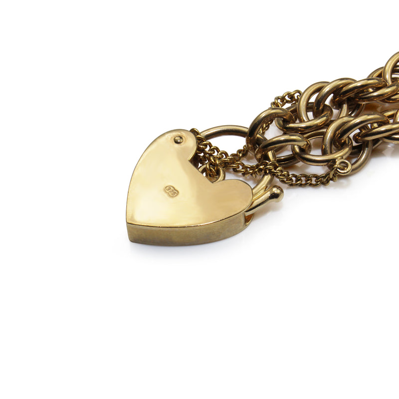 9ct Yellow Gold Fancy Link Bracelet with Padlock Clasp