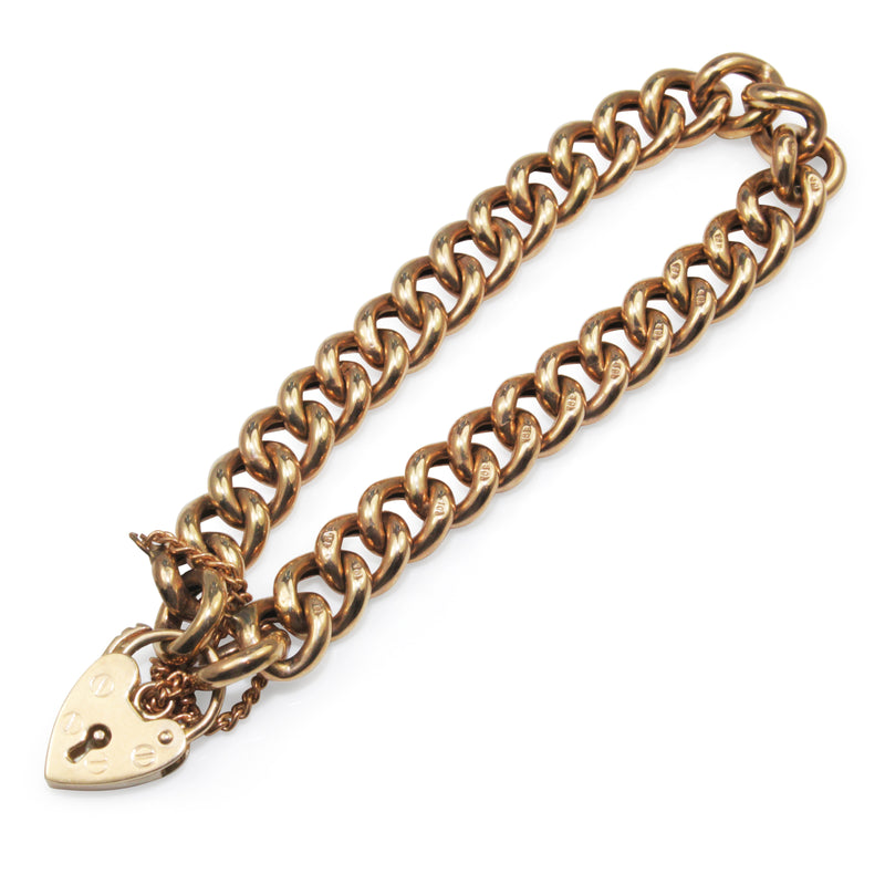 9ct Yellow Gold Curb Link Bracelet with Padlock Clasp