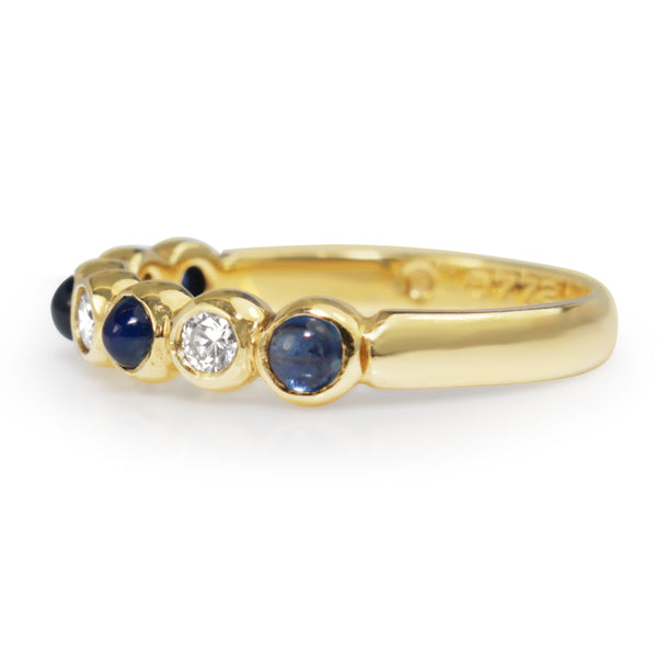 18ct Yellow Gold Cabochon Sapphire and Diamond Band