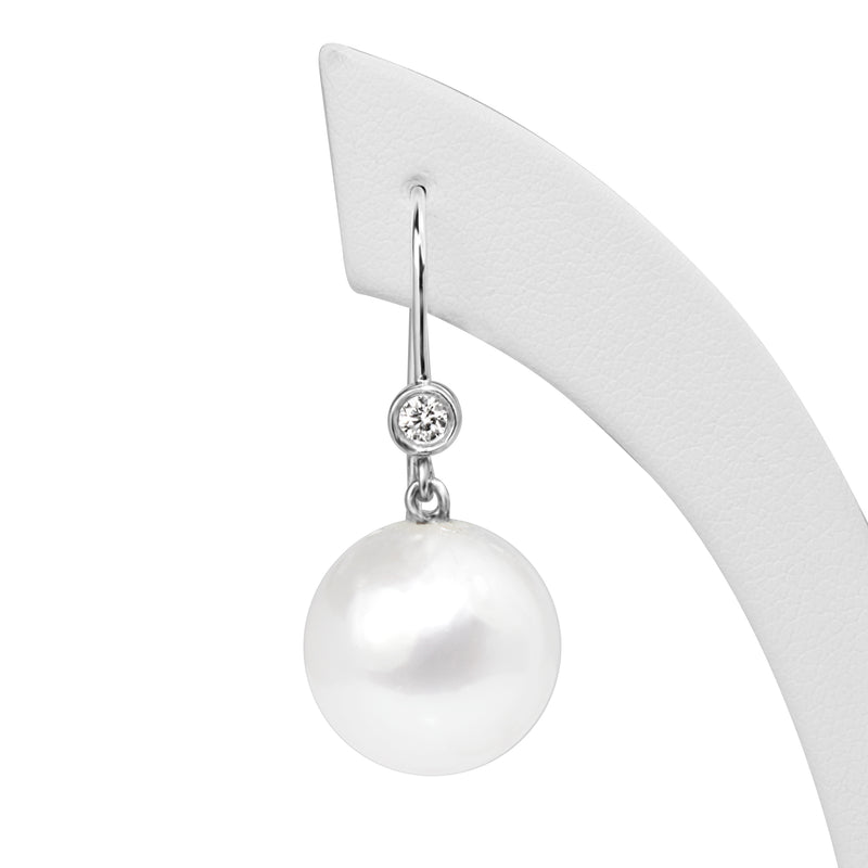 18ct White Gold South Sea 14mm Pearl and Diamond Earrings