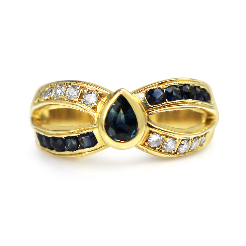 18ct Yellow Gold Sapphire and Diamond Vintage Ring